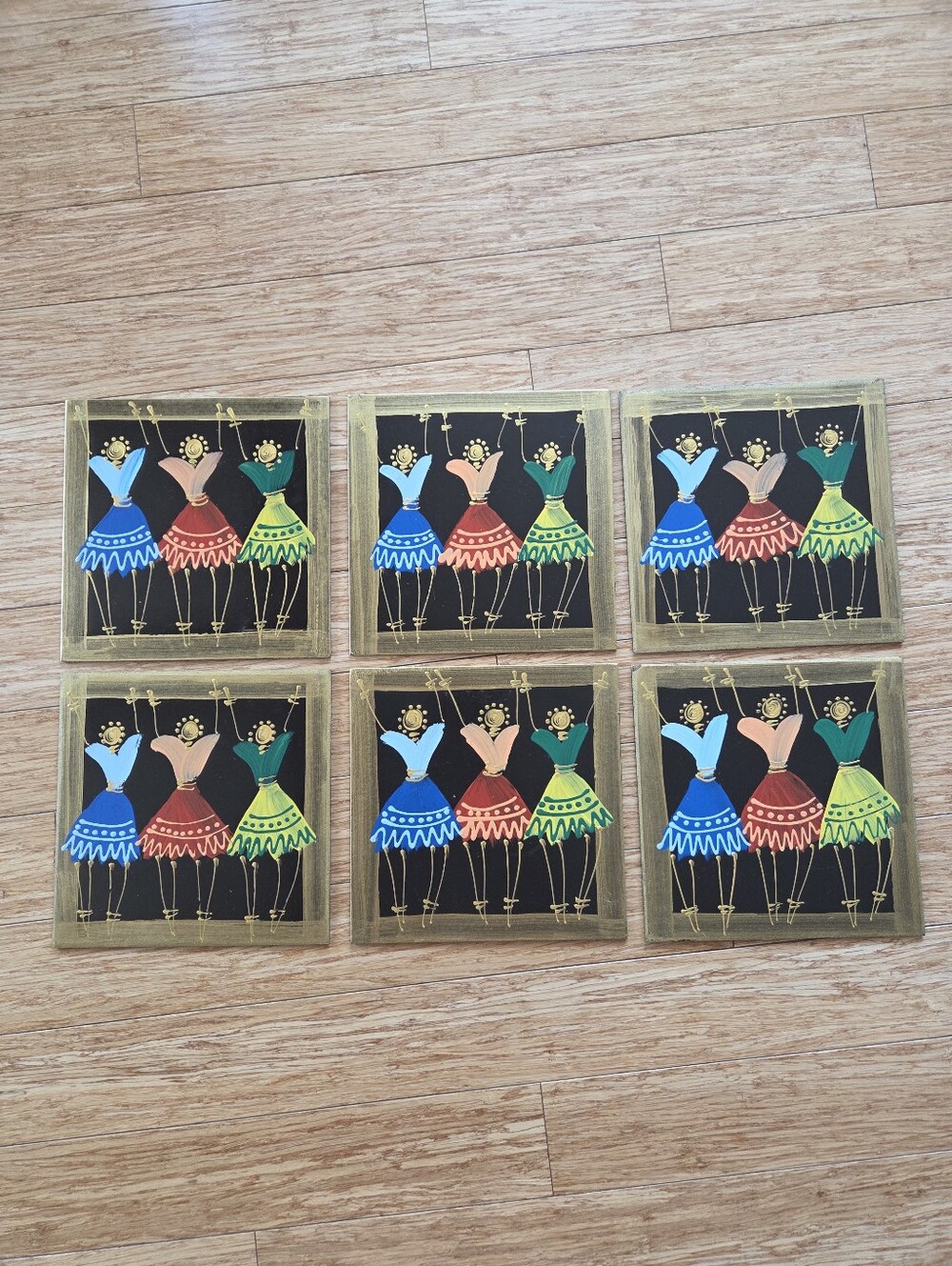 Handpainted African Wooden Pressboard Trivets